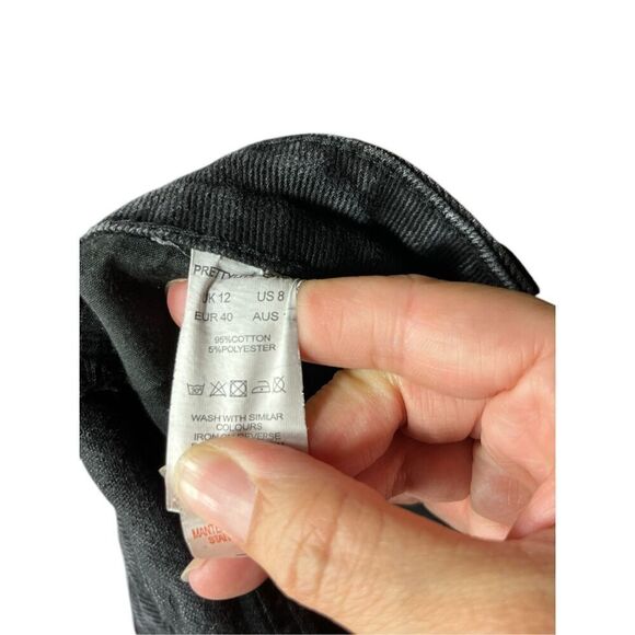 Pretty Little Thing High Rise Distressed Black Wash Shorts Size 8 - Picture 7 of 7